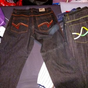 Black jeans with orange accent